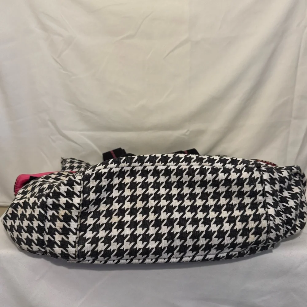 Aaronchang Medium Size Tote Bag Houndstooth With‎ Hot Pink Accents - Picture 3 of 11